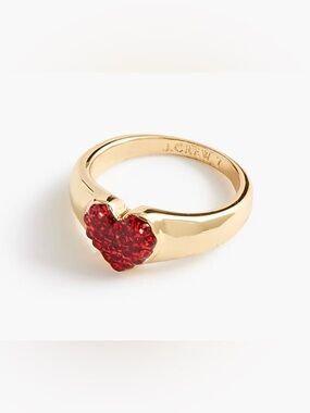 J Crew Pavé Heart Ring - Size 8